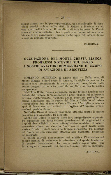 Il diario della nostra guerra : bollettini ufficiali dell'esercito e della marina